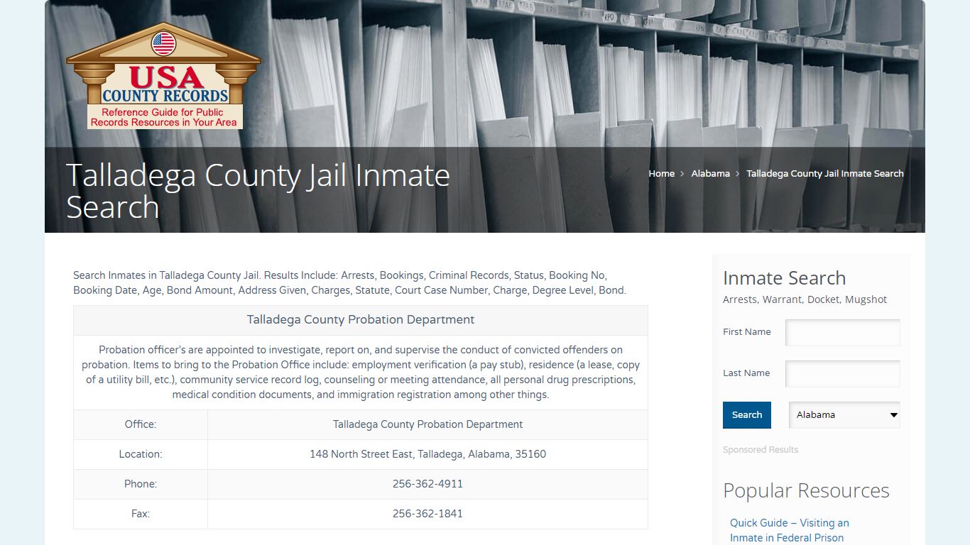 Talladega County Jail Inmate Search | Name Search